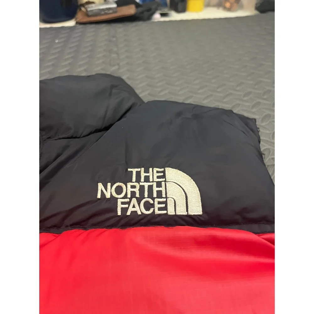 VINTAGE The North Face Vest Mens X Large Red Black Nuptse 700 Fill Down Puffer